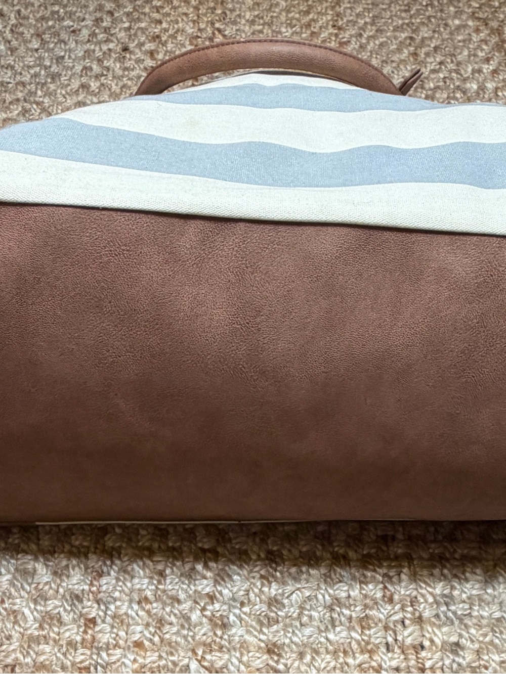 Blue and White Striped Duffel Bag - Picture 3 of 9